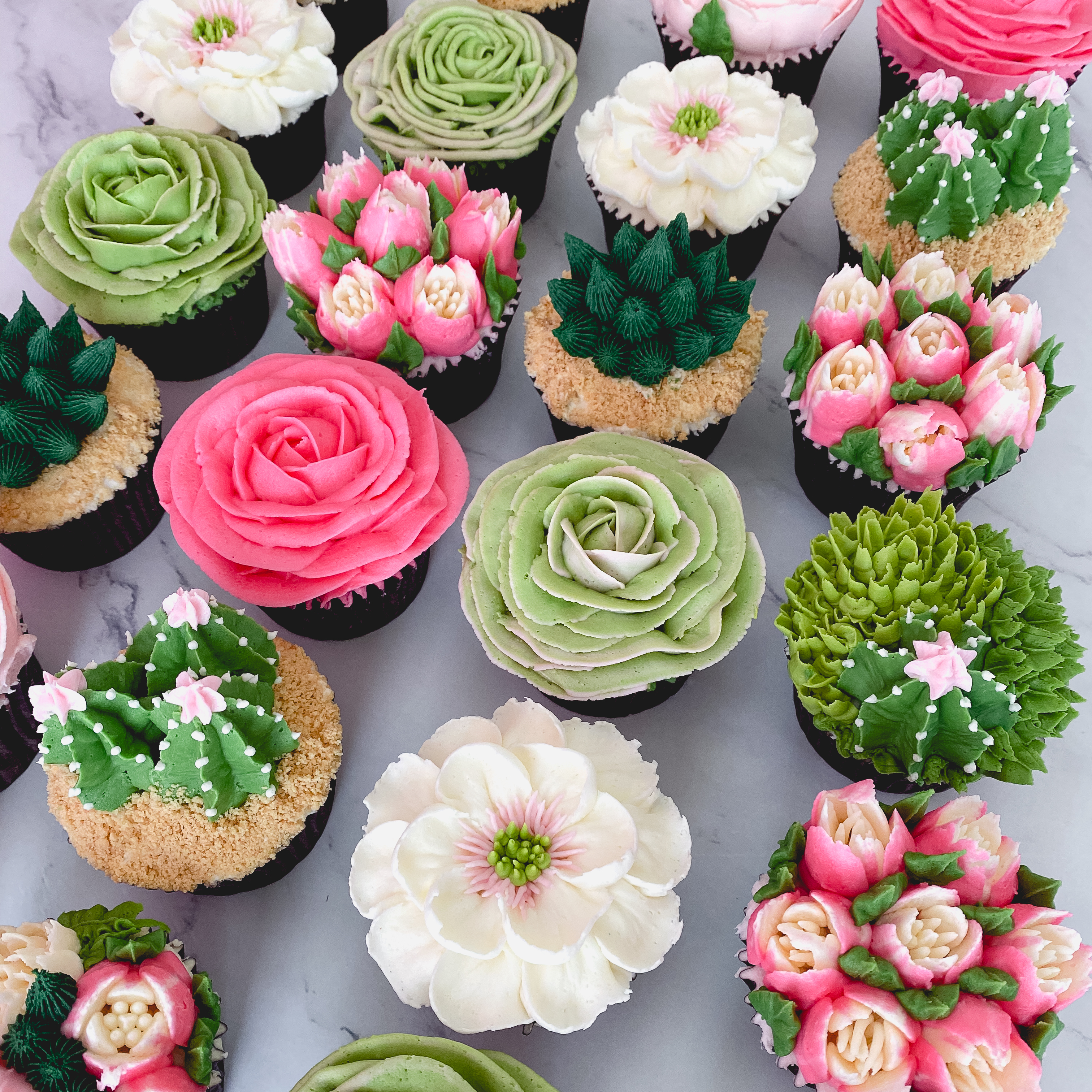 Floral-and-Succulent-Cupcakes