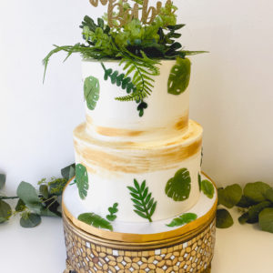 Palm-Leaf-and-Gold-Baby-Shower-Cake