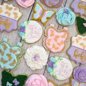 Butterfly themed baby shower cookies