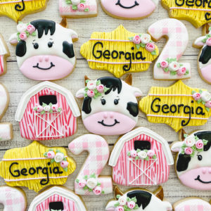 Barn themed birthday cookies