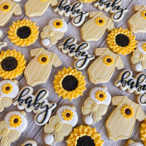 Sunflower baby shower cookies