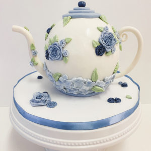 Blue floral teapot
