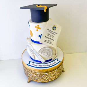 GA Tech graduation cake with math symbols and tools