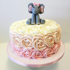 Ombre rosettes with fondant elephant