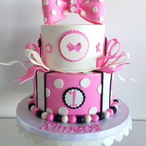 Pink and white polka dot and bow birthday
