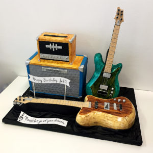 Carved guitar cakes and amps