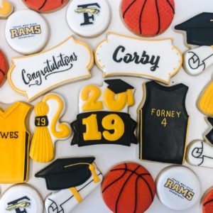 Basketball themed graduation cookies