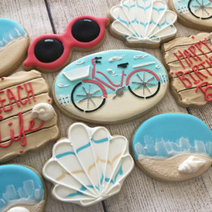 Beach themed birthday cookies