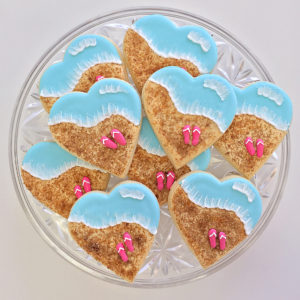 Beach heart cookies for a bridal shower