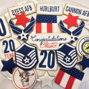 Air Force 20 year royal icing sugar cookies