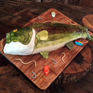 Carved big mouth bass, hand painted