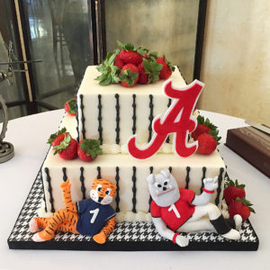 Groom is an Alabama fan, mother is a Tiger and bride is a Dawg